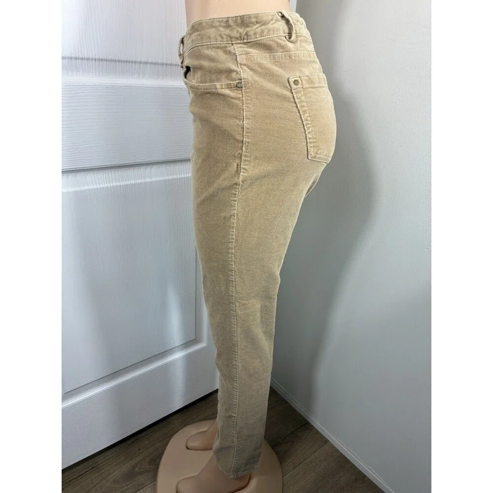 Michael Kors Womens Corduroy Jeans Sz 8 Camel Tan Skinny Mid Rise Five Pocket